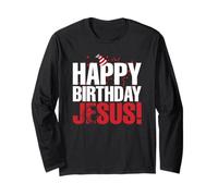 Feliz Cumpleaños Jesús Party Hat Christmas Christians Tees Manga Larga