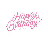 Feliz cumpleaños, letras escritas a mano, caligrafía moderna con pincel, frase y cita. Calcomanías de pared de papel adhesivo 34x63.7cm Incluye kit de película de transferencia Rosa