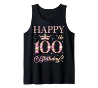 Feliz cumpleaños número 100 años 100 años Hombres Mujeres Fiesta de cumpleaños Camiseta sin Mangas
