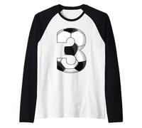 Feliz Cumpleaños Soccer Squad 3er Cumpleaños Jugador Camiseta Manga Raglan