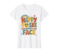 Feliz de Ver tu Cara Equipo de Maestros de Primer día de Regreso a Clases Camiseta gráfica económica, Mujer, Blanco, XL