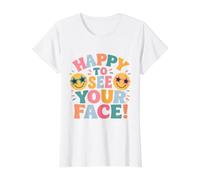 Feliz de Ver tu Cara Equipo de Maestros de Primer día de Regreso a Clases Camiseta gráfica económica, Mujer, Blanco, XL