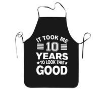 Feliz Décimo Cumpleaños Mujer Hombre Delantales De Barbacoa con Correas Largas Chef Delantales Antiincrustante Delantal De Cocina para Regalo Pintura Hornear