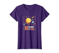 Feliz décimo Viaje Alrededor del Sol | Regalo de cumpleaños Espacial Camiseta, Mujer, Morado, 3XL