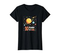 Feliz décimo Viaje Alrededor del Sol | Regalo de cumpleaños Espacial Camiseta, Mujer, Negro, XL
