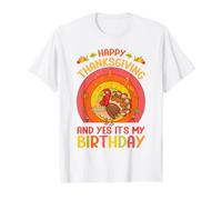 Feliz Día de Acción de Gracias Si Es Mi Cumpleaños Pavo Otoño Camiseta gráfica económica, Hombre, Blanco, M