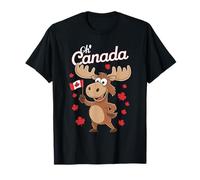 Feliz día de Canadá divertida bandera canadiense de alce oh canadiense Camiseta