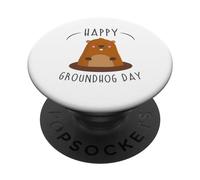 Feliz Día de la Marmota 2 de febrero Celebración de Respeto Festivo PopSockets PopGrip Adhesivo