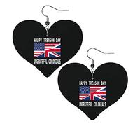 Feliz día de la traición, pendientes de cuero coloniales desagradecidos para mujeres, pendientes colgantes, colgante de corazón con gancho, regalos para niñas adultas