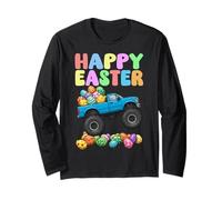 Feliz Día de Pascua Cool Monster Truck Pascua Huevo Caza Divertido Manga Larga
