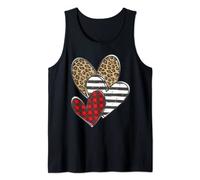 Feliz día de San Valentín amor lindo corazón guepardo patrón de cuadros Camiseta sin Mangas