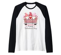 Feliz día de San Valentín gnomos Leopardo camión Rosa Corazones a Cuadros Camiseta Manga Raglan