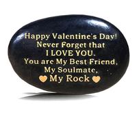 Feliz día de San Valentín Rock Anniversary Stone I Love You Presents Our Love Written In Stone For Years Rock Gift con bolsa de terciopelo