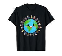 Feliz Día Nacional de la Tierra Niños Felices Alrededor del Mundo Camiseta, Hombre, Negro, M