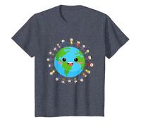 Feliz Día Nacional de la Tierra Niños Felices Alrededor del Mundo Camiseta, Niños, Azul Jaspeado, 2 años
