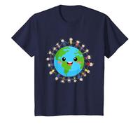 Feliz Día Nacional de la Tierra Niños Felices Alrededor del Mundo Camiseta, Niños, Azul Marino, 2 años