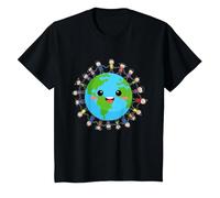 Feliz Día Nacional de la Tierra Niños Felices Alrededor del Mundo Camiseta, Niños, Negro, 2 años