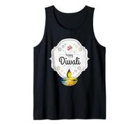 Feliz Diwali Indio Deepavali Festival Luces Arte Hindú Om Camiseta sin Mangas