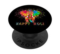 Feliz Festival Holi India Colores Elefante Hindú Primavera 2026 PopSockets PopGrip Adhesivo