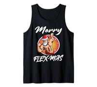 Feliz Flexmas Divertido Culturismo Navidad Fuerte Santa Camiseta sin Mangas