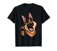 Feliz GSD Pastor Alemán Dibujos Animados Ondeando Perro Camiseta