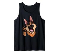 Feliz GSD Pastor Alemán Dibujos Animados Ondeando Perro Camiseta sin Mangas