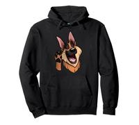 Feliz GSD Pastor Alemán Dibujos Animados Ondeando Perro Sudadera con Capucha
