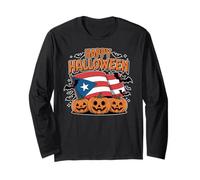 Feliz Halloween Bandera de Puerto Rico Boricua Pride Easy Costume Manga Larga