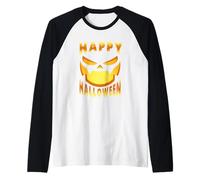 Feliz Halloween Calabaza Espeluznante. Camiseta Manga Raglan