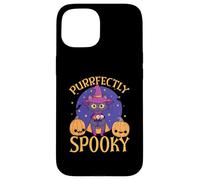 Feliz Halloween dueño de Gato Espeluznante Gatito Truco o Trato Carcasa para iPhone 15
