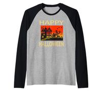 Feliz Halloween Escena de miedo Camiseta Manga Raglan