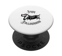 Feliz Halloween, Halloween, Wiener Dog, Teckel, Spider Web PopSockets PopGrip Adhesivo