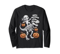Feliz Halloween Momia en un Esqueleto de T-Rex Manga Larga