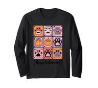 Feliz Halloween Paw Print Calabaza Fantasma Manga Larga