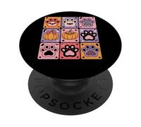 Feliz Halloween Paw Print Calabaza Fantasma PopSockets PopGrip Adhesivo
