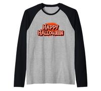Feliz Halloween Retro Pintura en Aerosol Graffiti Escritura Regalo Camiseta Manga Raglan