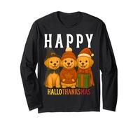 Feliz Hello thanksmas Cute Lab Puppy Fall Holiday Dog Lover Manga Larga