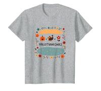 Feliz Hola Gracias. Otoño Invierno Primavera Vacaciones Camiseta, Niños, Gris Jaspeado, 3 años