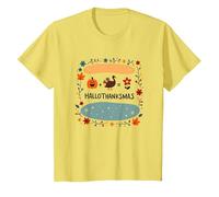 Feliz Hola Gracias. Otoño Invierno Primavera Vacaciones Camiseta, Niños, Limón, 4 años