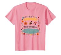 Feliz Hola Gracias. Otoño Invierno Primavera Vacaciones Camiseta, Niños, Rosado, 4 años
