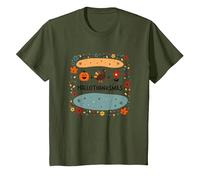 Feliz Hola Gracias. Otoño Invierno Primavera Vacaciones Camiseta, Niños, Verde Oliva, 4 años