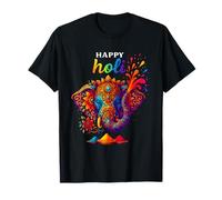 Feliz Holi Festival India Hindú Colores Primavera Mujer Elefante Camiseta