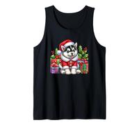 Feliz Husky Santa Cute Christmas Puppy Joy Camiseta sin Mangas