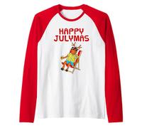Feliz Julio Verano Navidad Julio Rudolf El Reno Divertido Camiseta Manga Raglan