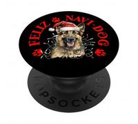 Feliz Navi-Dog con Pastor Alemán Festivo PopSockets PopGrip Adhesivo