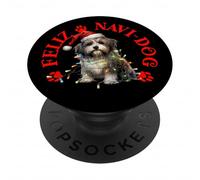 Feliz Navi-Dog con Shih Tzu Festivo PopSockets PopGrip Adhesivo