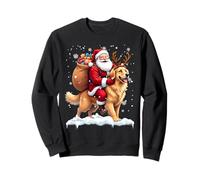 Feliz Navidad 2025 Santa Riding Golden Retriever Dog Xmas Sudadera