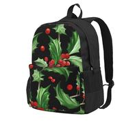 Feliz Navidad, Acebo,Mochila con bolsillos, mochila informal para el día a día, resistente al agua, ideal para la escuela, viajes