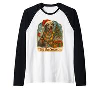 Feliz Navidad al Perro Lobo irlandés de Tis The Season Camiseta Manga Raglan