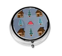 Feliz Navidad Arbol De Navidad, Pastillero, Pastillero redondo Pequeño contenedor de pastillas Organizador de pastillas de viaje